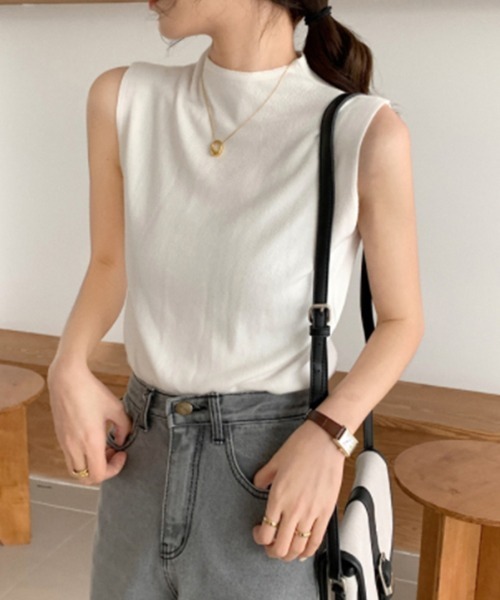 Miniministore(ミニミニストア)の「タンクトップ プチハイネック レディース(タンクトップ・レディース・ベージュ/イエロー/ホワイト/ブラック/グレー・FREE)」の2枚目の写真