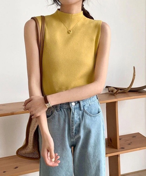 Miniministore(ミニミニストア)の「タンクトップ プチハイネック レディース(タンクトップ・レディース・ベージュ/イエロー/ホワイト/ブラック/グレー・FREE)」の5枚目の写真