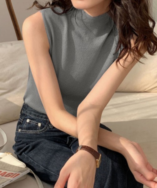 Miniministore(ミニミニストア)の「タンクトップ プチハイネック レディース(タンクトップ・レディース・ベージュ/イエロー/ホワイト/ブラック/グレー・FREE)」の6枚目の写真