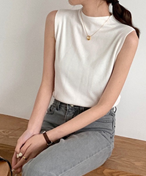 Miniministore(ミニミニストア)の「タンクトップ プチハイネック レディース(タンクトップ・レディース・ベージュ/イエロー/ホワイト/ブラック/グレー・FREE)」の12枚目の写真