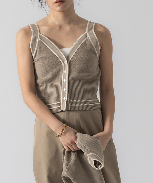 JOURNAL STANDARD（ジャーナルスタンダード）の「【KIARIS vintage＆closet×JS】ニットキャミソール（キャミソール・レディース・ライトグレー/ブラウン・FREE）」の19枚目の写真