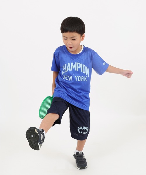 Champion(チャンピオン)の「Champion/チャンピオン T-SHIRT AND SHORTS SET(ジャージ・キッズ・チャコールグレー/ブルー/ライトブルー/ブラック/ライム・150/140/130/120/160)」の1枚目の写真