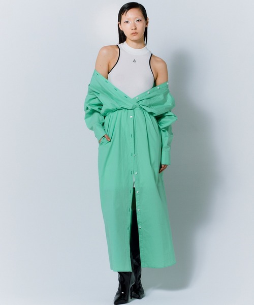 THINGS THAT MATTER（シングス ザット マター）の「Ami  SHIRT DRESS / アミシャツドレス（シャツワンピース・レディース・ブラック/グリーン・FREE）」の3枚目の写真