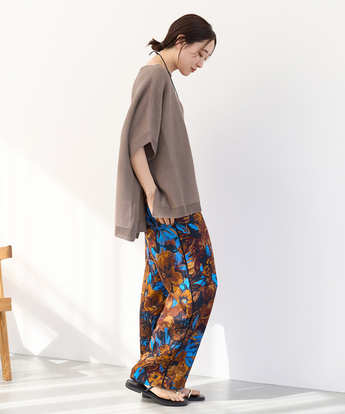IENAイエナ　コットンギマポンチョプルオーバー　サマーニット　半袖　紺色 IENAイエナ コットンギマポンチョプルオーバー サマーニット