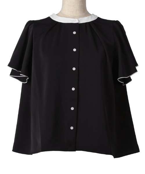 coca(coca)(コカ)の「配色ラッフルスリーブブラウス/UVカット/防シワ/イージーケア(シャツ/ブラウス・レディース・ブラック/ホワイト・M/L)」の16枚目の写真