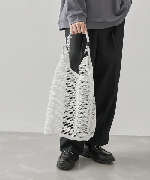 OUTDOOR PRODUCTS(アウトドアプロダクツ)の「【OUTDOOR/アウトドアプロダクツ】j.n.r.d/メッシュショッパーバッグ(ハンドバッグ・メンズ・ホワイト/ブラック/グレー・FREE)」の11枚目の写真