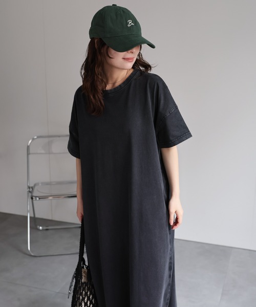 ap retro（アプレトロ）の「【USAコットン】リラクシーロングTeeワンピース / ピグメント加工ワンピース《動画あり》（ワンピース・レディース・ホワイト/グレー/ブラック/グレイッシュベージュ/ブラック系その他・FREE）」の3枚目の写真