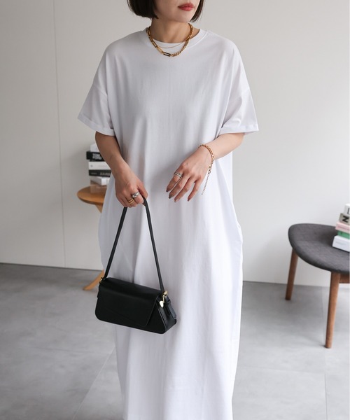 ap retro（アプレトロ）の「【USAコットン】リラクシーロングTeeワンピース / ピグメント加工ワンピース《動画あり》（ワンピース・レディース・ホワイト/グレー/ブラック/グレイッシュベージュ/ブラック系その他・FREE）」の7枚目の写真