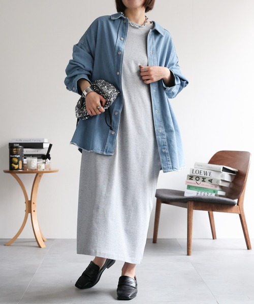 ap retro（アプレトロ）の「【USAコットン】リラクシーロングTeeワンピース / ピグメント加工ワンピース《動画あり》（ワンピース・レディース・ホワイト/グレー/ブラック/グレイッシュベージュ/ブラック系その他・FREE）」の21枚目の写真