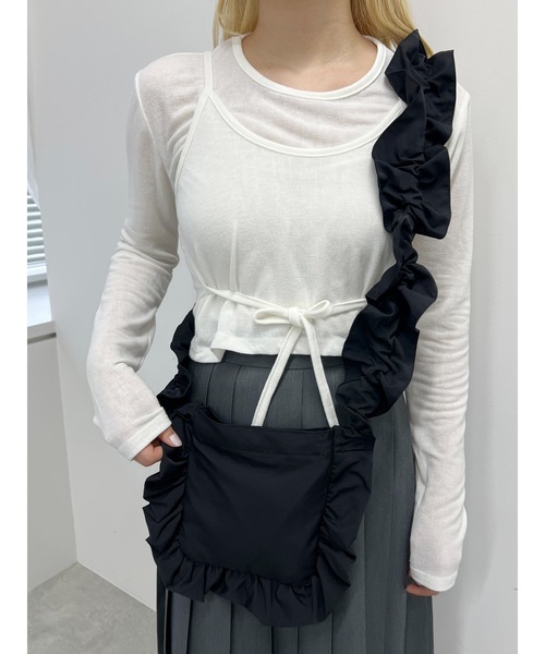 WC(ダブル シー)の「クシュクシュフリルショルダー(ショルダーバッグ・レディース・ピンク/ブラック/ホワイト・FREE)」の3枚目の写真