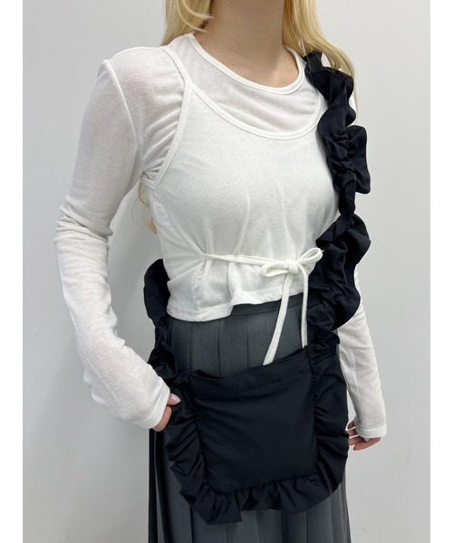 WC(ダブル シー)の「クシュクシュフリルショルダー(ショルダーバッグ・レディース・ピンク/ブラック/ホワイト・FREE)」の6枚目の写真