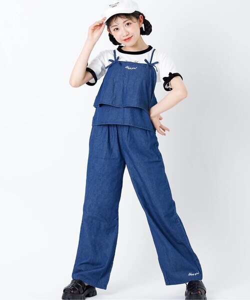 algy(アルジー)の「【2WAY・上下セット】オールインワン風セットアップ(つなぎ/オールインワン・キッズ・インディゴブルー/ブラック・XX-SMALL/X-SMALL/MEDIUM/SMALL)」の2枚目の写真