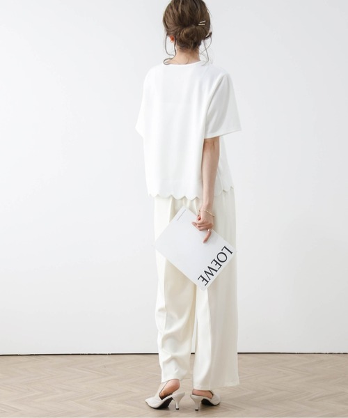 La-gemme（ラジェム）の「スカラップTシャツ（Tシャツ/カットソー・レディース・ネイビー/ホワイト/グレー/ブラック・フリー）」の6枚目の写真