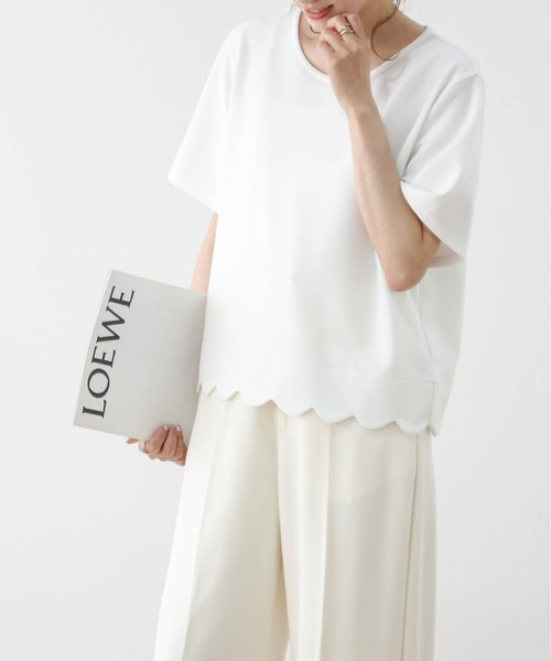 La-gemme（ラジェム）の「スカラップTシャツ（Tシャツ/カットソー・レディース・ネイビー/ホワイト/グレー/ブラック・フリー）」の8枚目の写真
