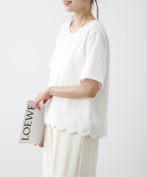 La-gemme（ラジェム）の「スカラップTシャツ（Tシャツ/カットソー・レディース・ネイビー/ホワイト/グレー/ブラック・フリー）」の9枚目の写真