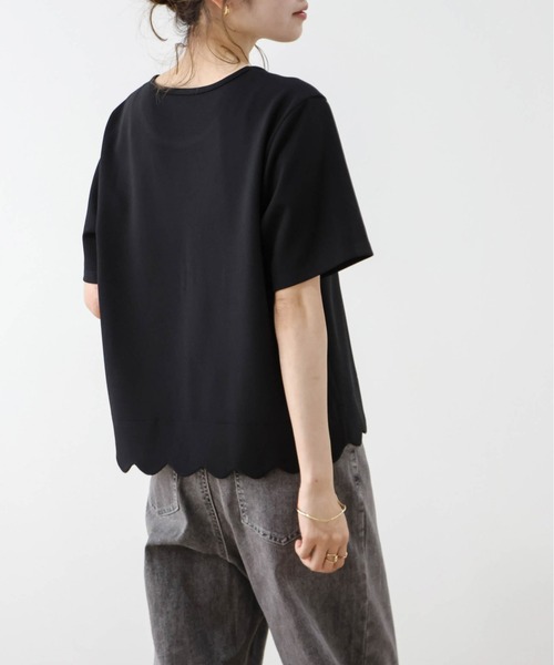 La-gemme（ラジェム）の「スカラップTシャツ（Tシャツ/カットソー・レディース・ネイビー/ホワイト/グレー/ブラック・フリー）」の12枚目の写真