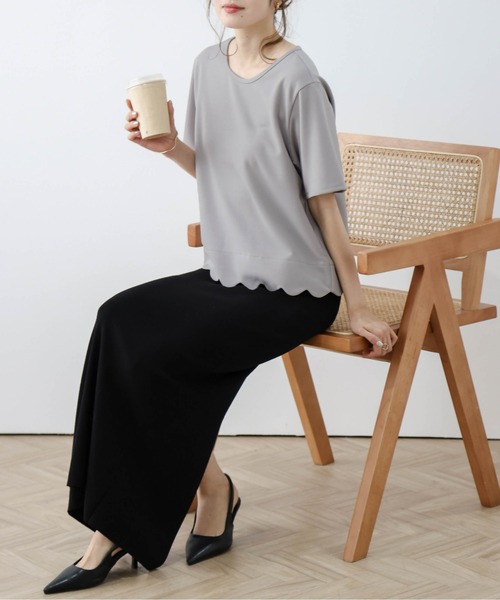 La-gemme（ラジェム）の「スカラップTシャツ（Tシャツ/カットソー
