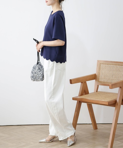 La-gemme（ラジェム）の「スカラップTシャツ（Tシャツ/カットソー