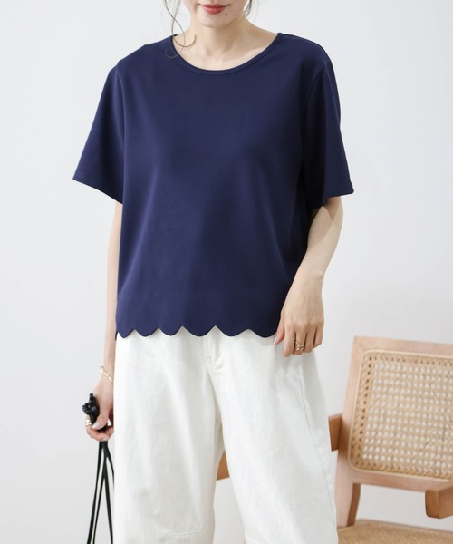 La-gemme（ラジェム）の「スカラップTシャツ（Tシャツ/カットソー・レディース・ネイビー/ホワイト/グレー/ブラック・フリー）」の22枚目の写真