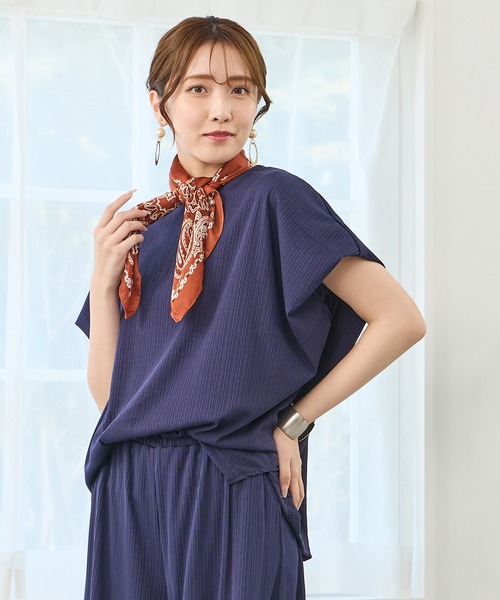 NICOLE white（ニコルホワイト）の「ランダムリブプ カットソープルオーバー（Tシャツ/カットソー・レディース・ネイビー/イエロー/ブラック/オフホワイト/グレー・FREE）」の5枚目の写真