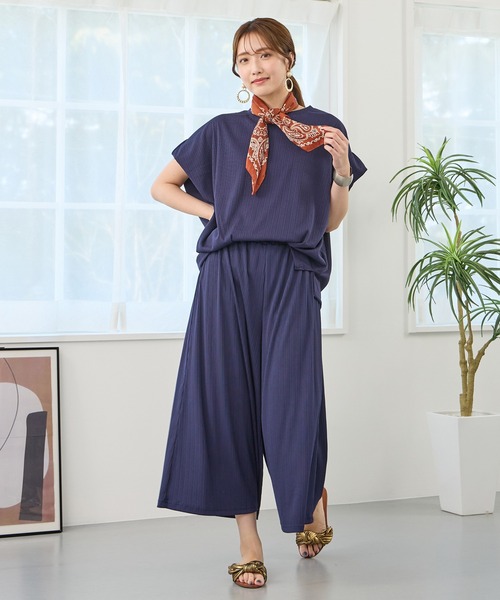 NICOLE white（ニコルホワイト）の「ランダムリブプ カットソープルオーバー（Tシャツ/カットソー・レディース・ネイビー/イエロー/ブラック/オフホワイト/グレー・FREE）」の7枚目の写真