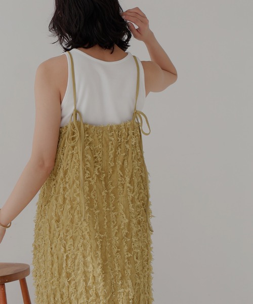 セール】カットフリンジキャミワンピース（ワンピース）｜hellam（へ  