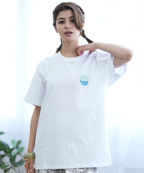 ムラサキスポーツ(ムラサキスポーツ)の「ALOHA PEOPLE/アロハピープル 半袖 Tシャツ バックプリント サークル MOAP24SL006(Tシャツ/カットソー・レディース・ホワイト×ブルー/ホワイト×ピンク・L/M)」の4枚目の写真