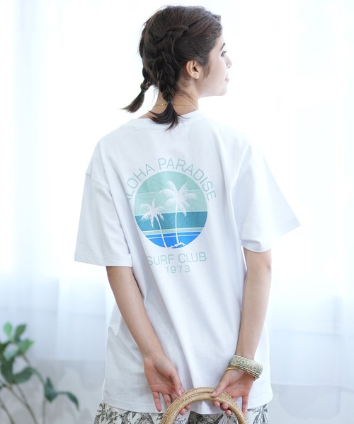 ムラサキスポーツ(ムラサキスポーツ)の「ALOHA PEOPLE/アロハピープル 半袖 Tシャツ バックプリント サークル MOAP24SL006(Tシャツ/カットソー・レディース・ホワイト×ブルー/ホワイト×ピンク・L/M)」の5枚目の写真