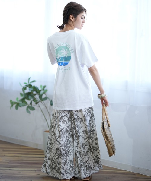 ムラサキスポーツ(ムラサキスポーツ)の「ALOHA PEOPLE/アロハピープル 半袖 Tシャツ バックプリント サークル MOAP24SL006(Tシャツ/カットソー・レディース・ホワイト×ブルー/ホワイト×ピンク・L/M)」の8枚目の写真