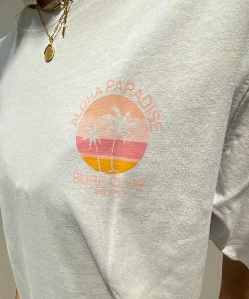 ムラサキスポーツ(ムラサキスポーツ)の「ALOHA PEOPLE/アロハピープル 半袖 Tシャツ バックプリント サークル MOAP24SL006(Tシャツ/カットソー・レディース・ホワイト×ブルー/ホワイト×ピンク・L/M)」の16枚目の写真