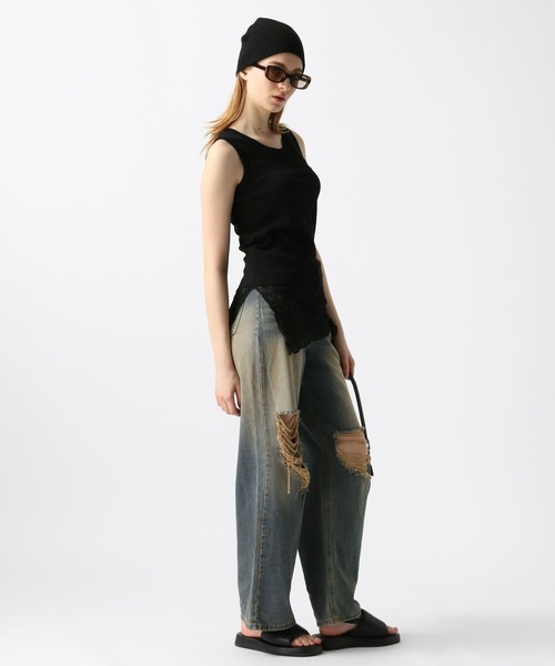 FOREVER 21（フォーエバー トゥエンティーワン）の「レースドッキングタンク（タンクトップ・レディース・ブラック/オフホワイト・SMALL/MEDIUM）」の6枚目の写真