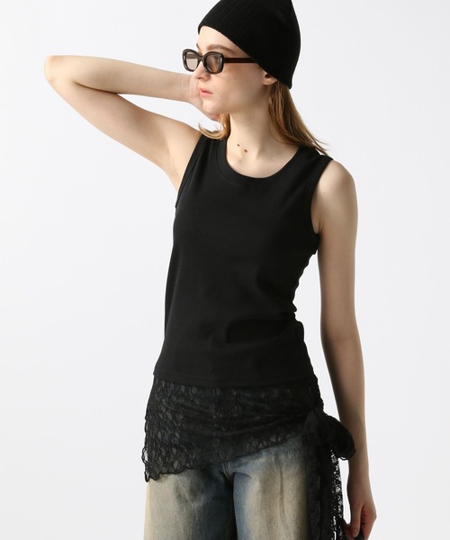 FOREVER 21（フォーエバー トゥエンティーワン）の「レースドッキングタンク（タンクトップ・レディース・ブラック/オフホワイト・SMALL/MEDIUM）」の7枚目の写真