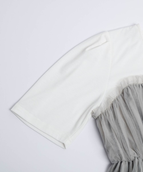 SUGAR BISKET（シュガービスケット）の「チュールドッキングTシャツ（Tシャツ/カットソー・レディース・ホワイト×ブラック/ホワイト×グレー/ブラック×ブラック・フリー）」の11枚目の写真