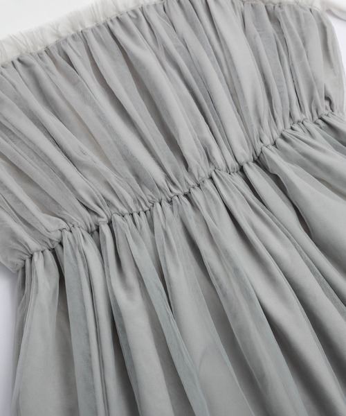 SUGAR BISKET（シュガービスケット）の「チュールドッキングTシャツ（Tシャツ/カットソー・レディース・ホワイト×ブラック/ホワイト×グレー/ブラック×ブラック・フリー）」の14枚目の写真