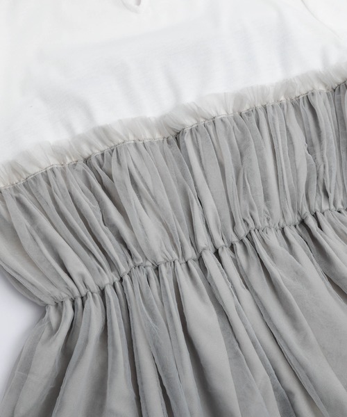 SUGAR BISKET（シュガービスケット）の「チュールドッキングTシャツ（Tシャツ/カットソー・レディース・ホワイト×ブラック/ホワイト×グレー/ブラック×ブラック・フリー）」の21枚目の写真