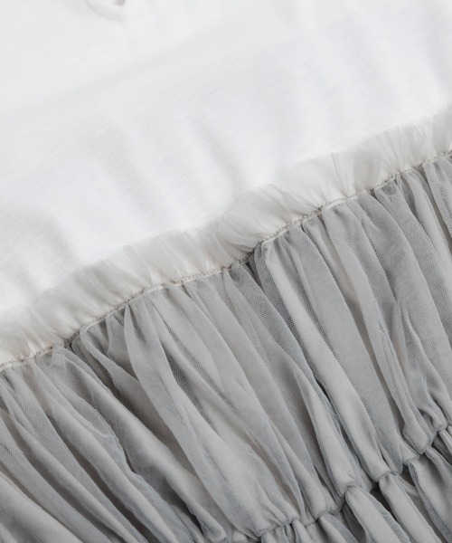 SUGAR BISKET（シュガービスケット）の「チュールドッキングTシャツ（Tシャツ/カットソー・レディース・ホワイト×ブラック/ホワイト×グレー/ブラック×ブラック・フリー）」の22枚目の写真