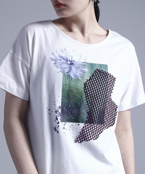 kOhAKU(コハク)の「コラージュプリントTシャツ(Tシャツ/カットソー・レディース・ブラック/オフホワイト・1/2)」の8枚目の写真