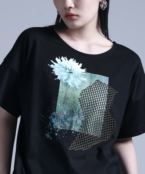 kOhAKU(コハク)の「コラージュプリントTシャツ(Tシャツ/カットソー・レディース・ブラック/オフホワイト・1/2)」の11枚目の写真