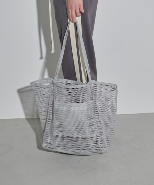 MERLOT（メルロー）の「メッシュトートバッグ/大容量（トートバッグ・レディース・グリーン/グレー/ブラック・FREE）」の3枚目の写真