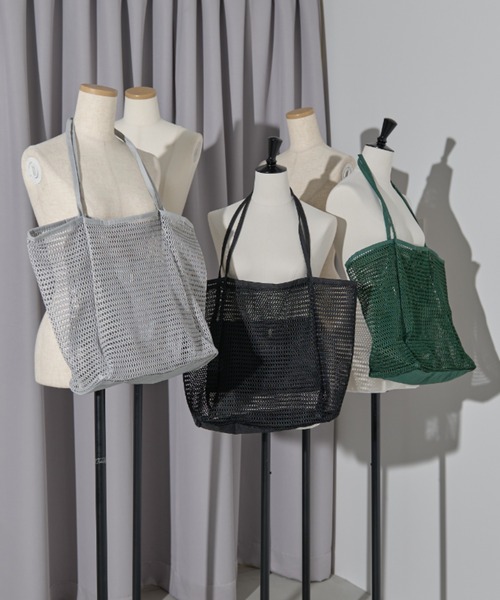 MERLOT（メルロー）の「メッシュトートバッグ/大容量（トートバッグ・レディース・グリーン/グレー/ブラック・FREE）」の5枚目の写真