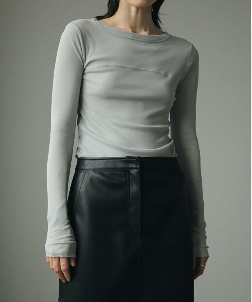 anuke(アンヌーク)の「Ecoleather Tight Skirt(スカート・レディース・ブラック/クリーム・38inch/36inch)」の5枚目の写真
