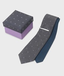 TAKEO KIKUCHI（タケオキクチ）の「【BOXセット】フラワー小紋柄ネクタイ＆タイバー セット（ネクタイ・メンズ）」