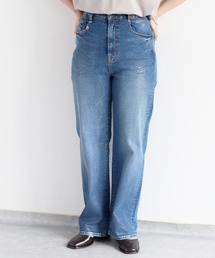 メタリックプリントデニムストレート