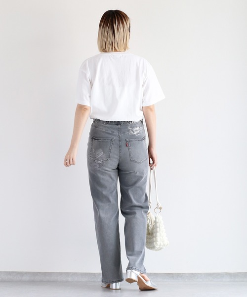 【セール】メタリックプリントデニムストレート（デニムパンツ）｜cepo（セポ）