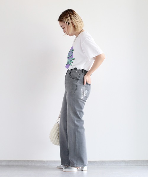 【セール】メタリックプリントデニムストレート（デニムパンツ）｜cepo（セポ）