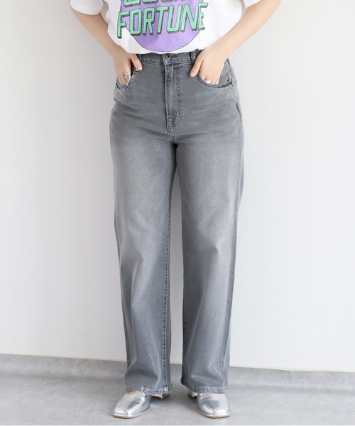 【セール】メタリックプリントデニムストレート（デニムパンツ）｜cepo（セポ）