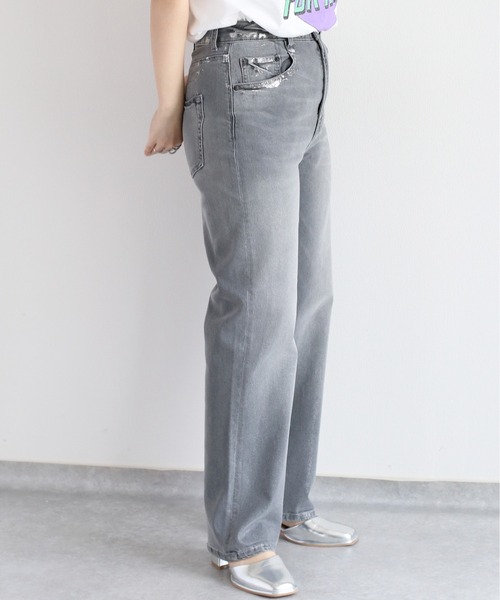 【セール】メタリックプリントデニムストレート（デニムパンツ）｜cepo（セポ）