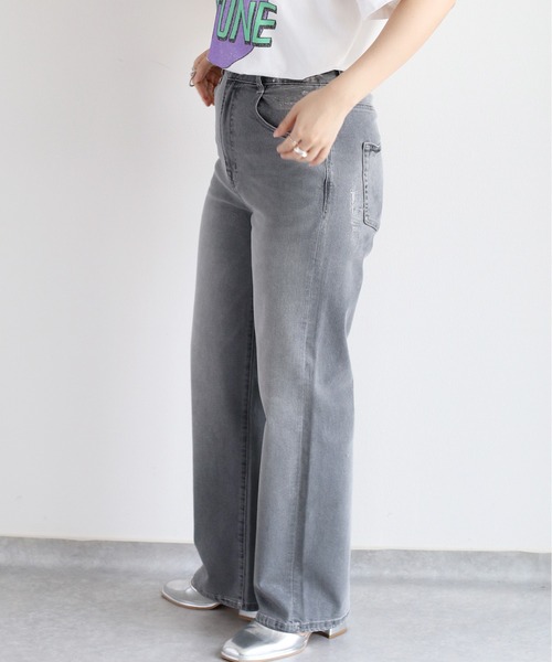 【セール】メタリックプリントデニムストレート（デニムパンツ）｜cepo（セポ）