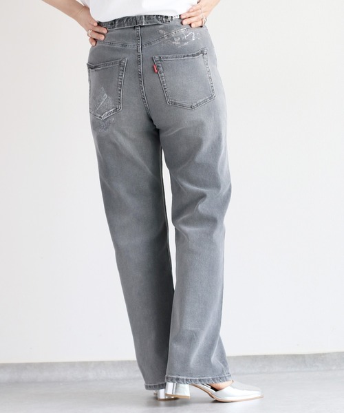 【セール】メタリックプリントデニムストレート（デニムパンツ）｜cepo（セポ）