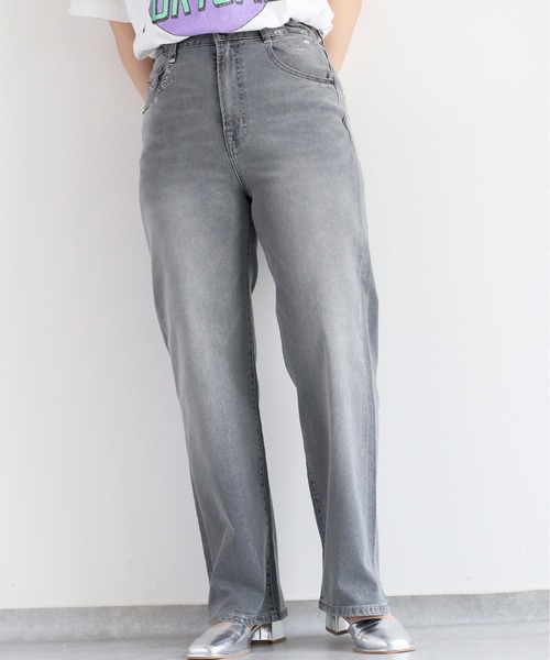 【セール】メタリックプリントデニムストレート（デニムパンツ）｜cepo（セポ）